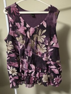Lee Purple Floral Layered Ruffle Camisole